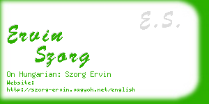 ervin szorg business card